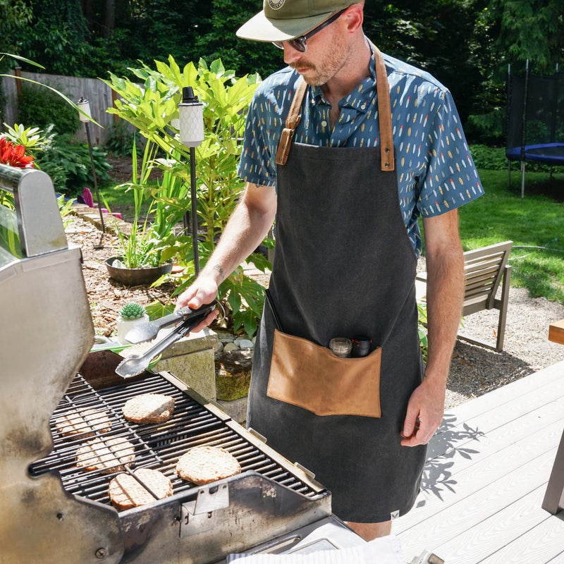 Foster & Rye Grilling Aprons for Men with Pocket, Canvas Cooking Aprons for Men with Adjustable Strap, Mens Chefs BBQ Apron - Image 4